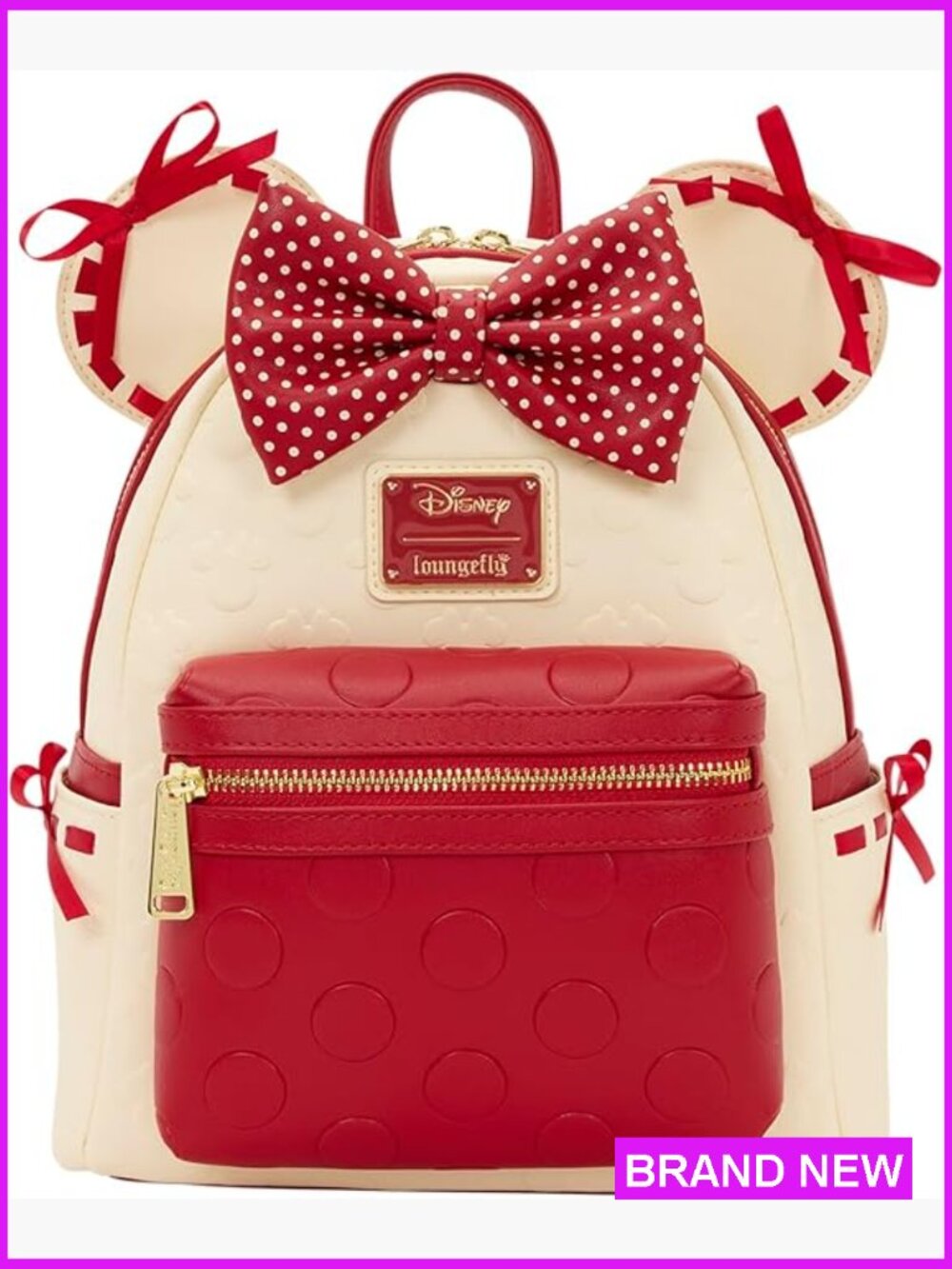 Mini Backpack Faux Leather Polka Dot Disney Character Casual Daypack Adjustable